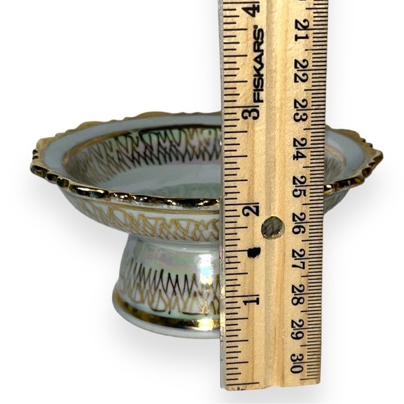 Iridescent Porcelain Trinket Dish Soap Dish Gold Hand Painted Ceramic Vintage - Picture 6 of 9